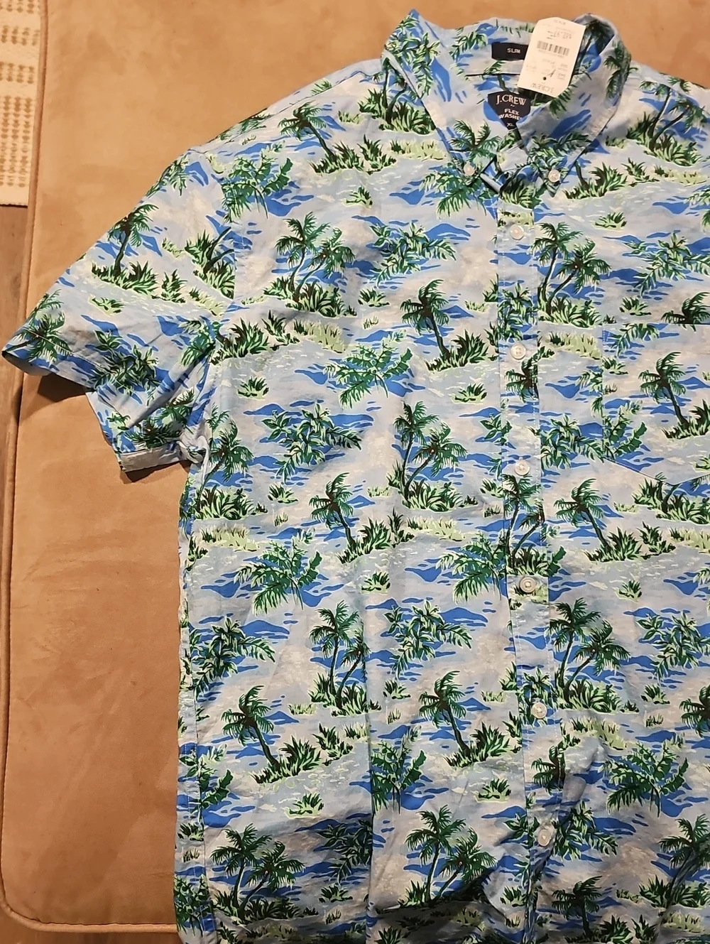 NWT J. Crew Tropical Palm Short Sleeve Shirt Hawaiian Button Down Men  Xlarge